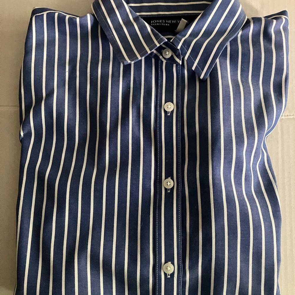 Jones New York Blue and White Shirt